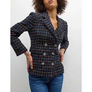 Veronica Beard Women's Rumer Dickey Jacket Navy Multi Blue Size 6